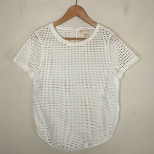 Michael Kors White Eyelet Cotton Top Short Sleeve Boho Beach